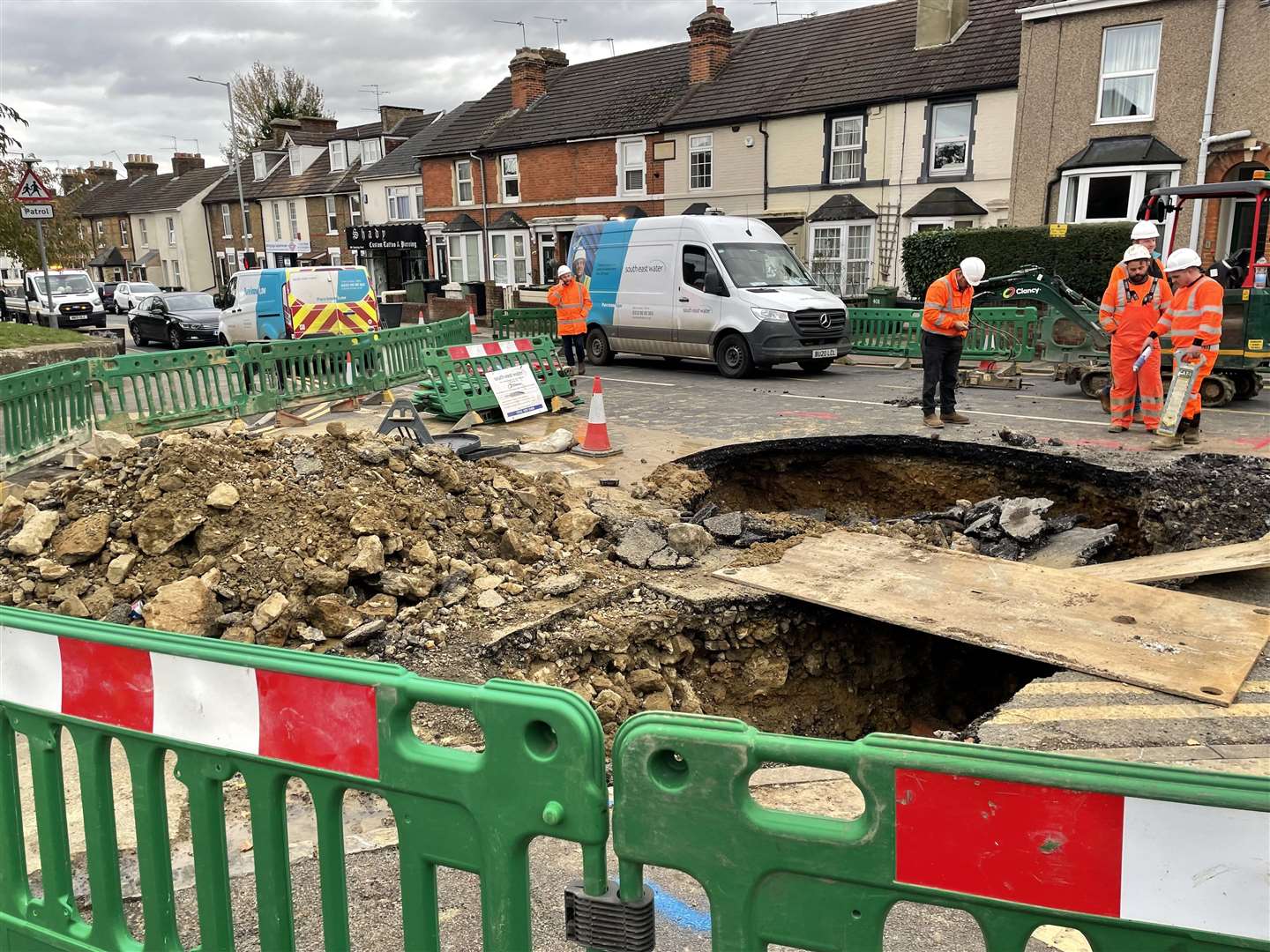 A sinkhole in Tonbridge Road, Barming, in October last year