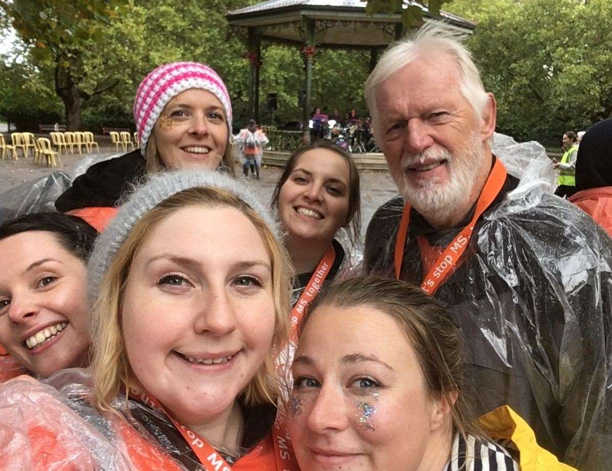 Amy walking 10k with the MS society whilst on crutches. Photo: Amy Hinds/ The MS Society