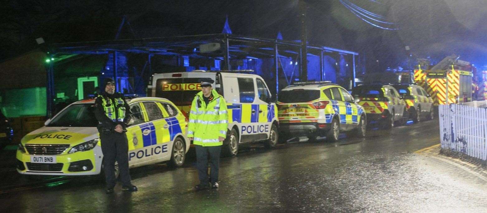 Police and ambulance crews at Headcorn station after a person was hit by a train Picture: UKNIP