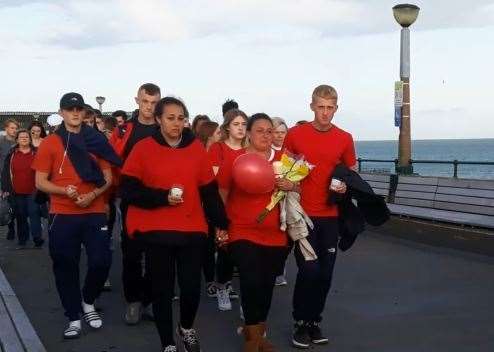 Lucas' mum Kirsty Furze led the vigil for her son on Monday night