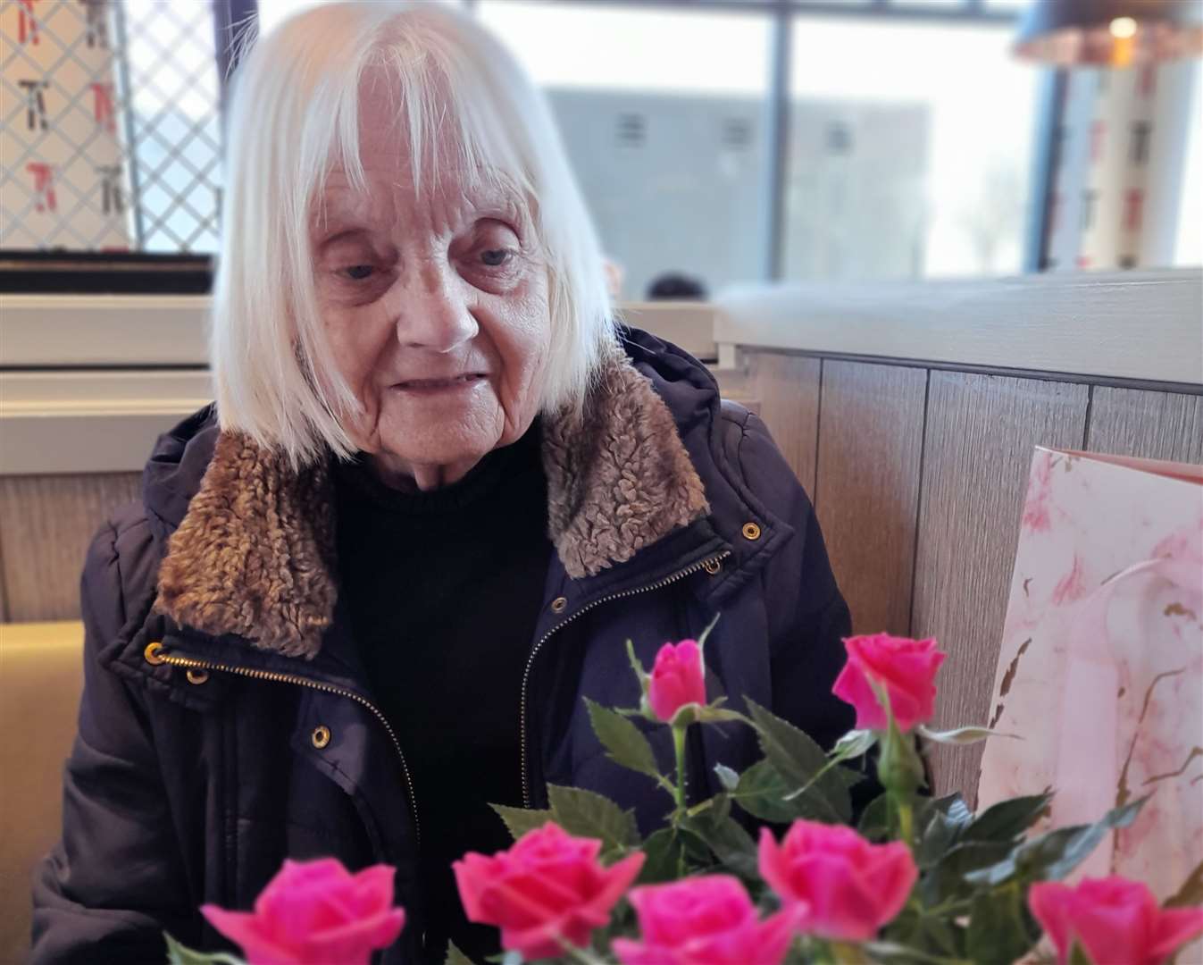 Doris in the restaurant on the day of the parking saga