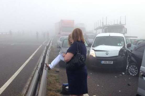 Aftermath of huge pile-up on the Sheppey Crossing. Picture: Gary Jeal