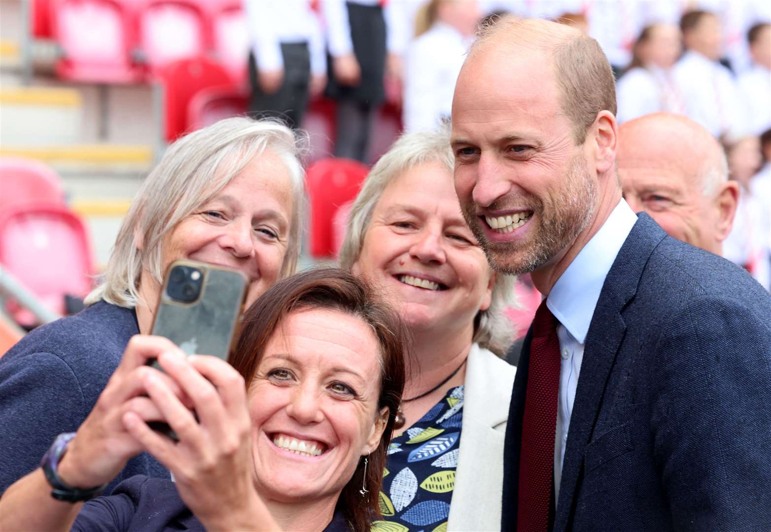 William has a selfie taken on the pitch at the home of the Scarlets rugby union team (Chris Jackson/PA)