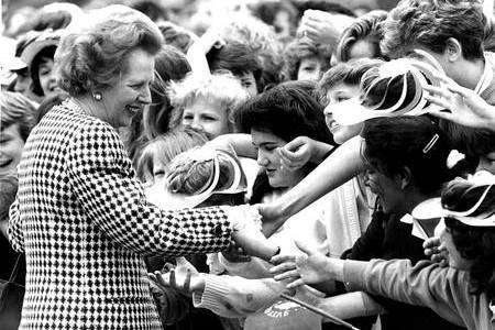 Margaret Thatcher visiting Walderslade Secondary School in June 1987