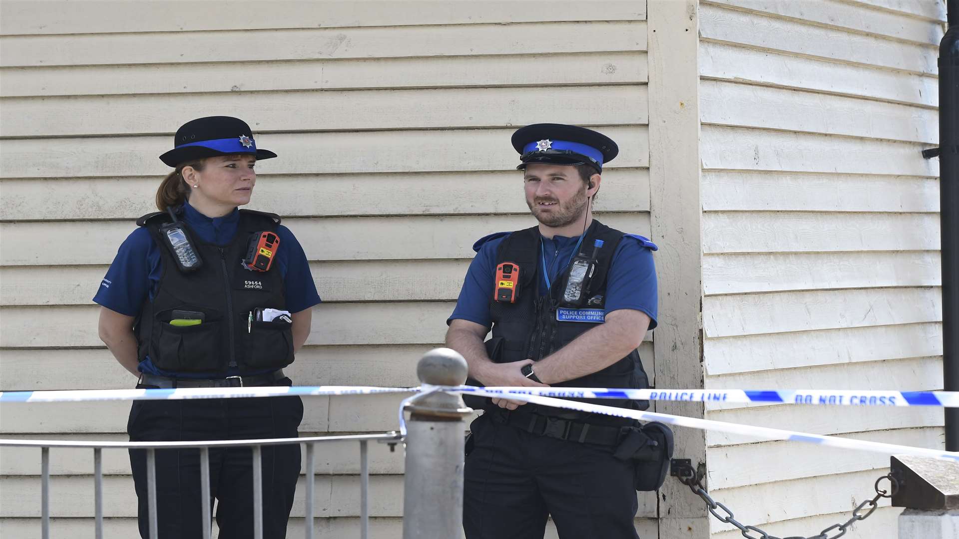 Officers at the scene this morning. Picture: Tony Flashman