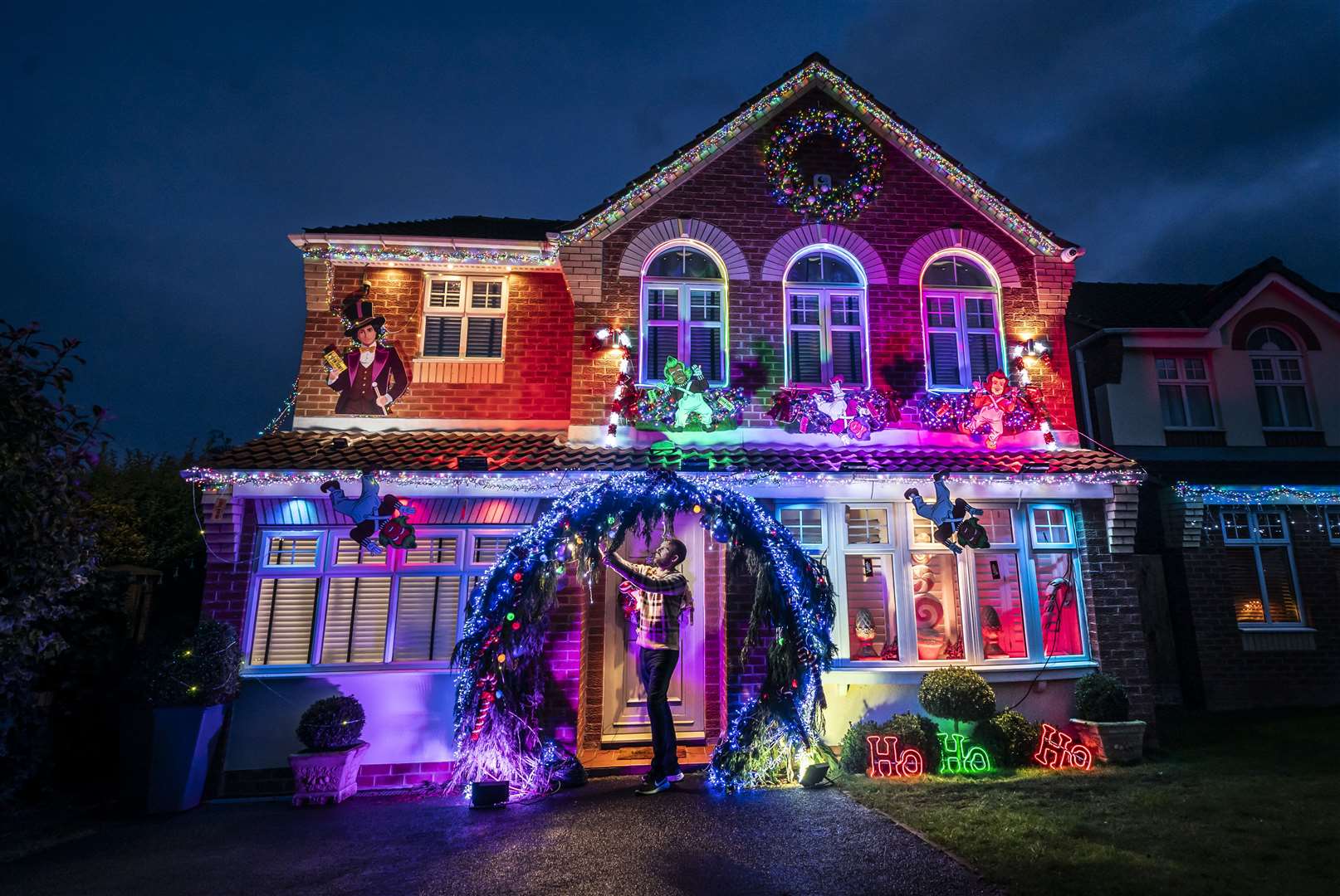 Michael Fenning puts the finish touches to his Wonka themed home in Doncaster (Danny Lawson/PA Wire)