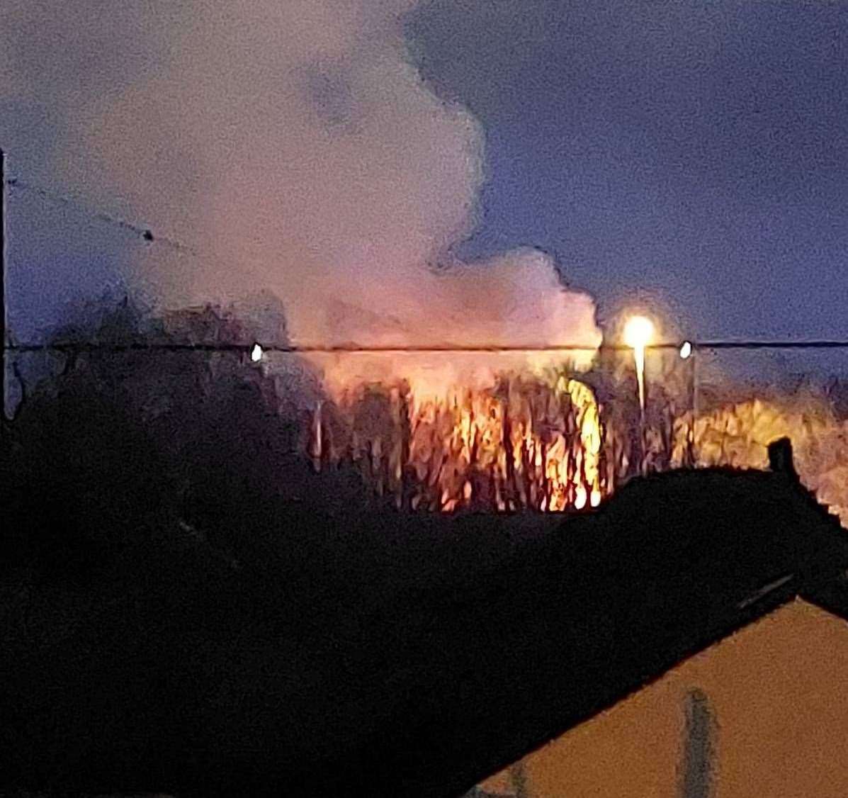 This photograph was captured of the vehicle fire near Eurotunnel