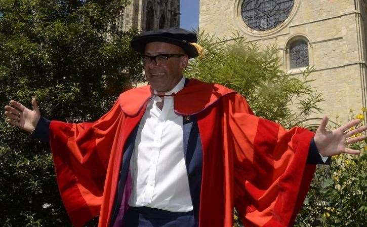 Harry Hill got an receive an honorary degree from the University of Kent in 2014
