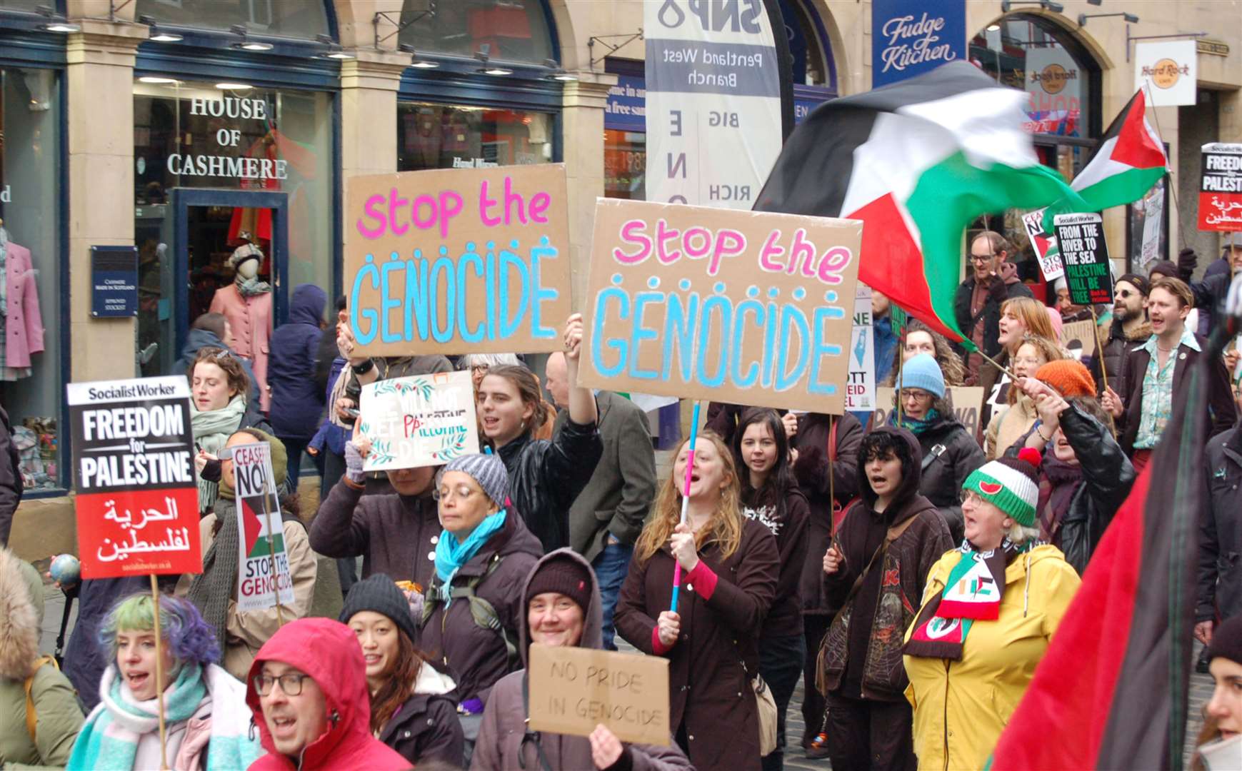 People during a pro-Palestine march in Edinburgh, organised by the Scottish Palestine Solidarity Campaign (Lauren Gilmour/PA)