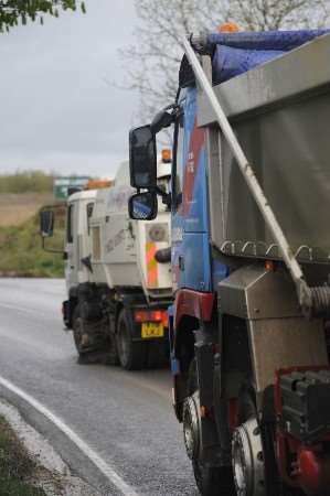 Lorries on the busy A229