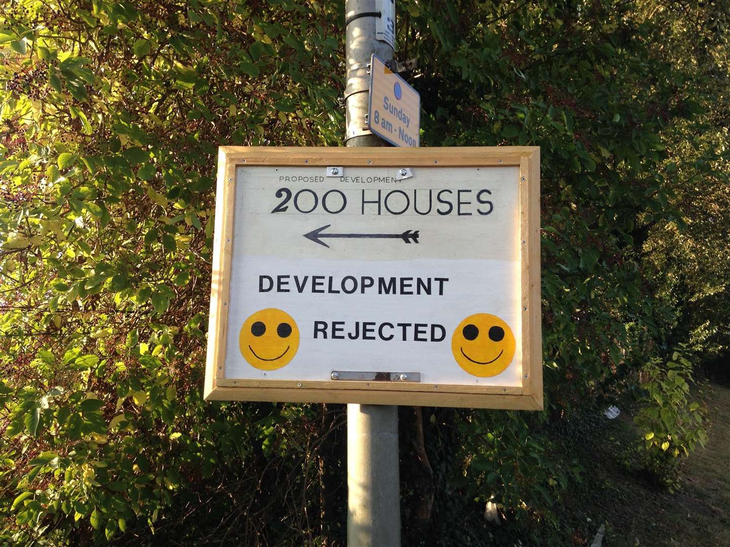 Posters went up in Otterham Quay Lane when the plan for 200 homes was rejected