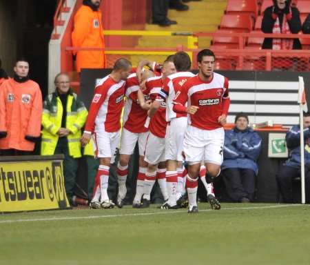 Jonjo Shelvey created Charlton history as the club's youngest scorer with his first senior goal from a stunning strike that gave them a 20th minute lead. Picture: BARRY GOODWIN