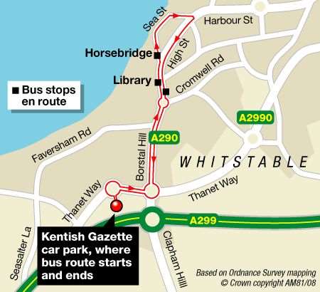 The park and ride bus route into Whitstable from the Gazette's offices