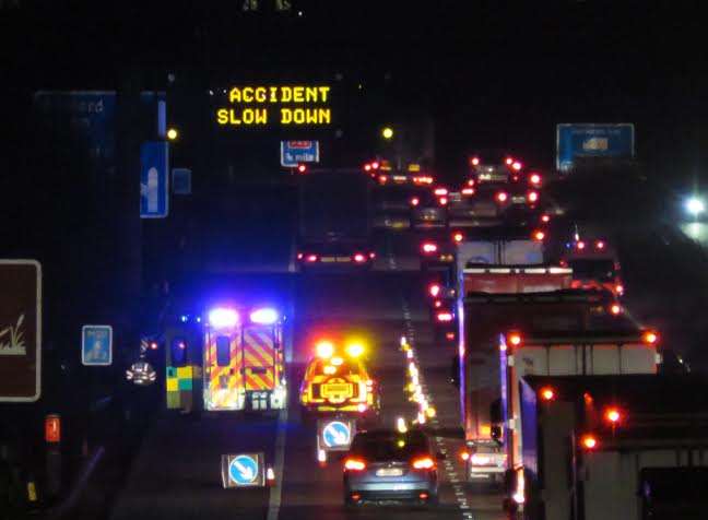 The crash on the M20. Picture: Andy Clark.