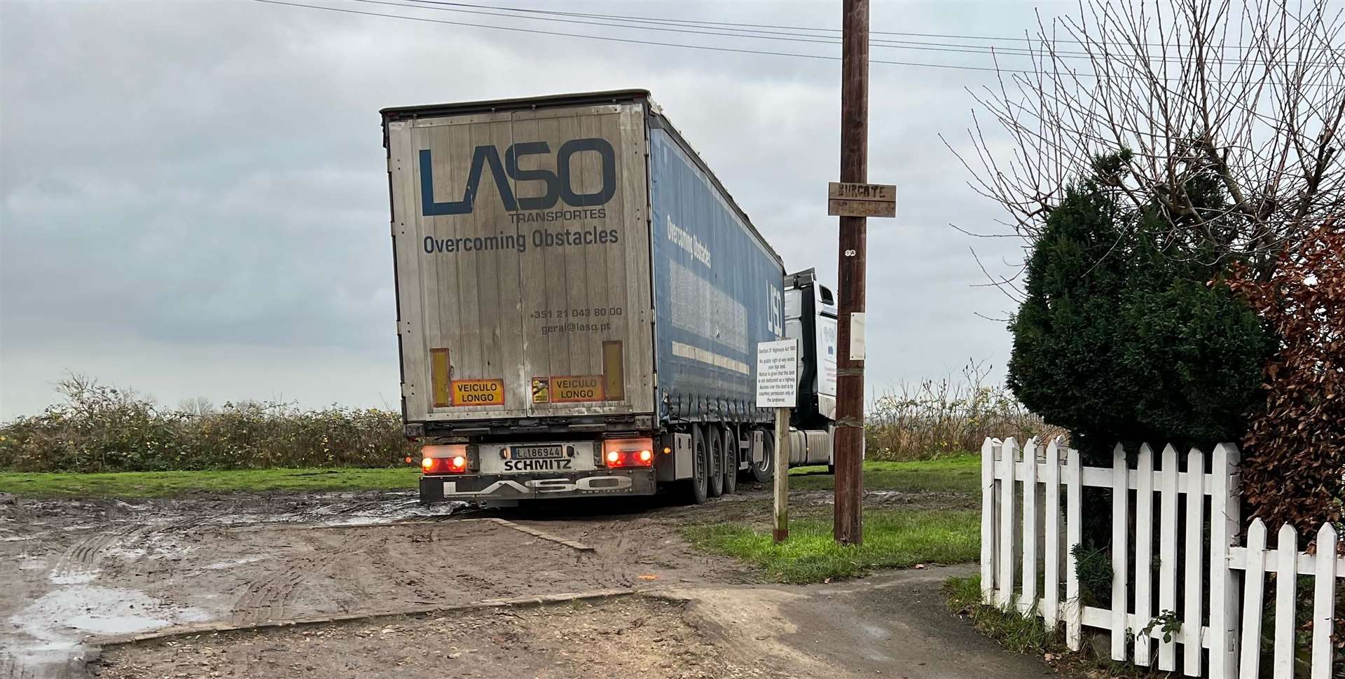 A JCB digger was used to pull the lorry clear. Picture: Rupert Collingwood