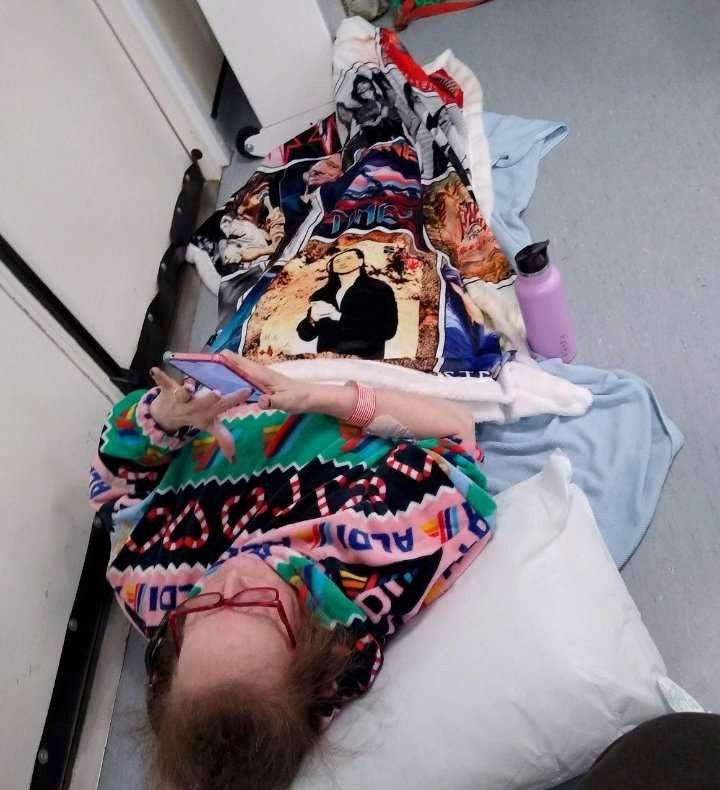 In January, bed-bound Mrs Baxter was forced to lay on the floor of A&E. Picture: Suzanne Baxter