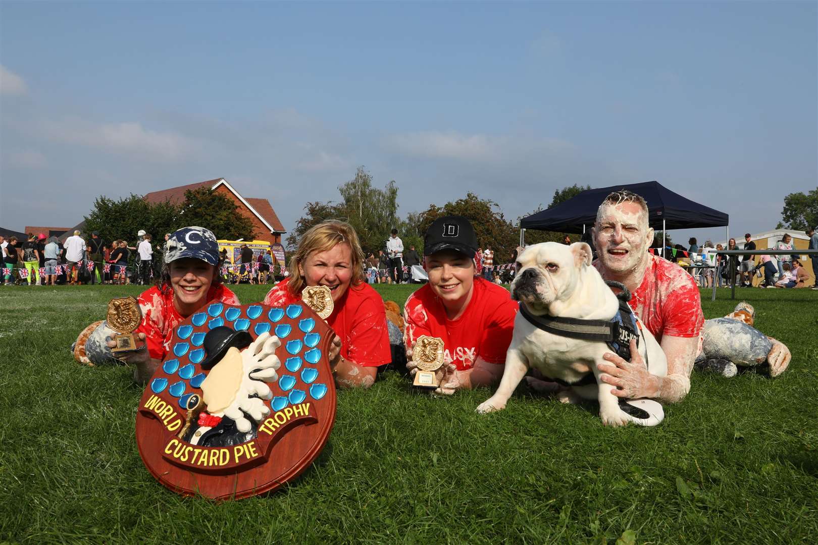 Pictured are 2021 champions EF Girls. From left: Kerry Miller, Bev Holden, Dasy Holden & Ben Hearnden and dog Rodney