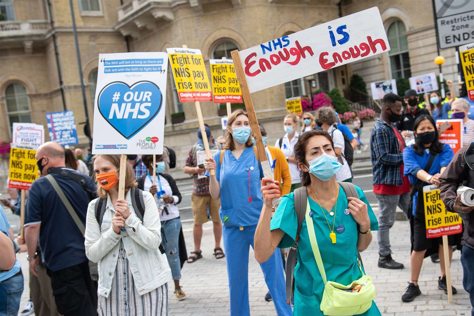 Campaigners are calling for a 15% pay rise for NHS workers and an increase in NHS funding (Dominic Lipinski/PA)