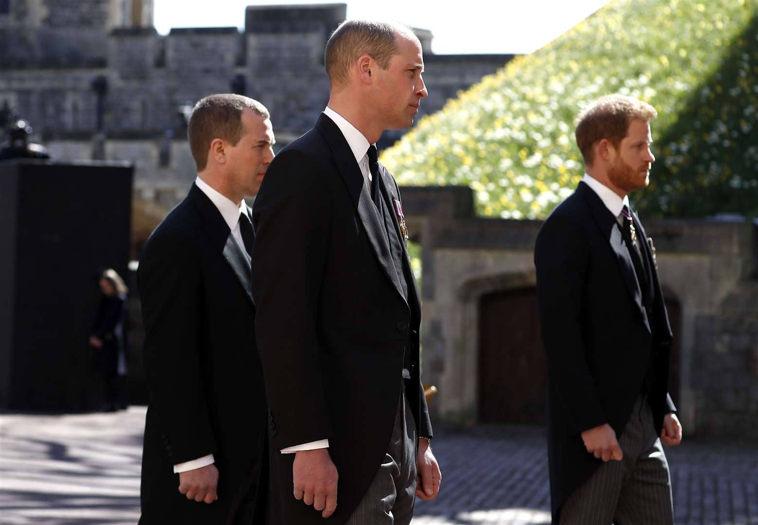 Harry was seen chatting with William at the Duke of Edinburgh’s funeral (Alastair Grant/PA)