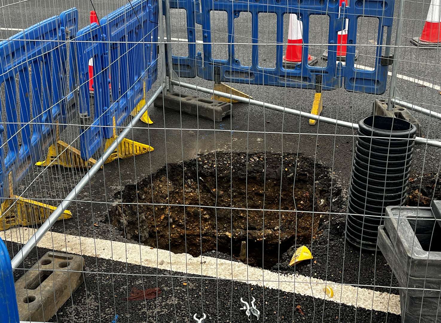 The first sinkhole to appear at the junction of London Road and Swanscombe HIgh Street and metres from Galley Hill Road