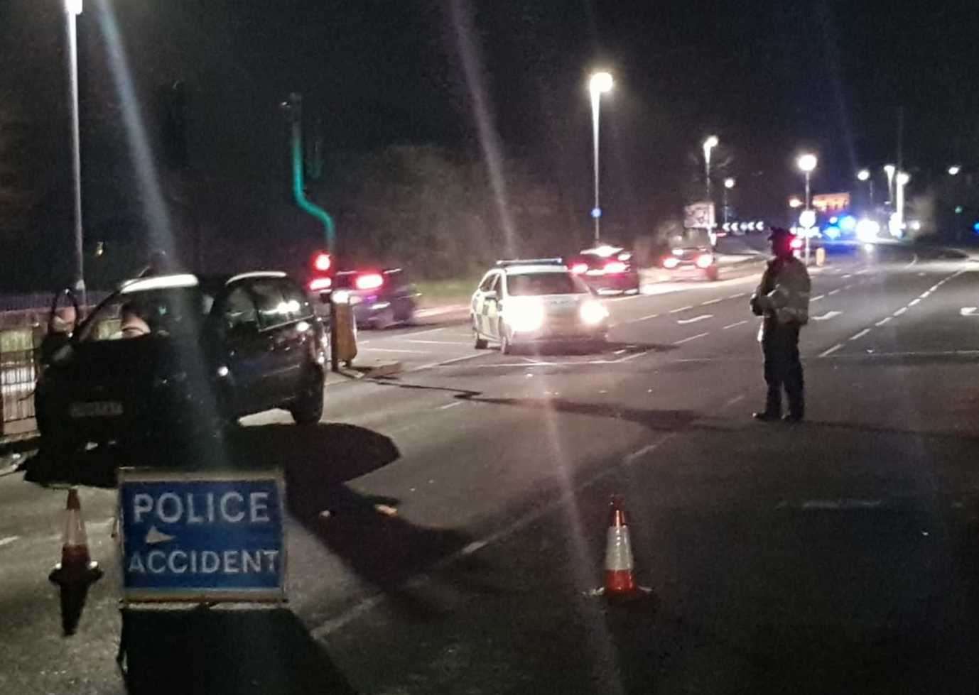 Police at the scene of the crash on the Old Thanet Way, Herne Bay