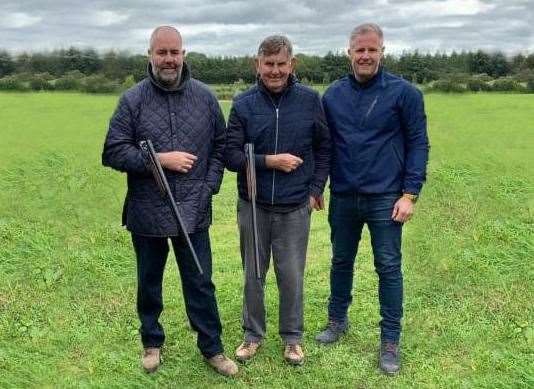 Matthew Scott, dad John Scott and brother Neil Scott clay shooting on Matthew's 43rd birthday in September