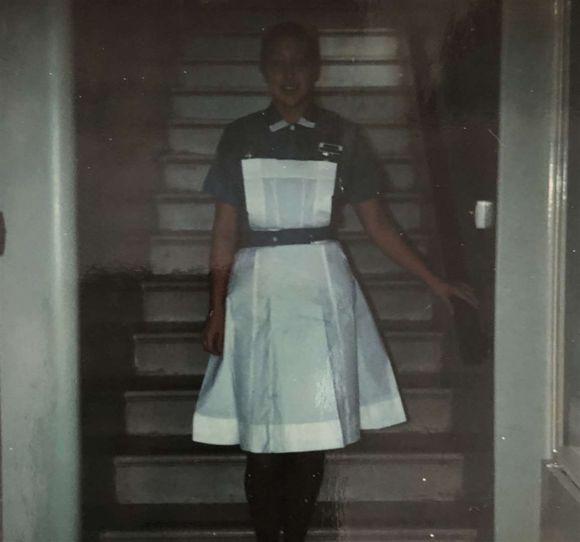 Sue Leach as a student nurse in 1975