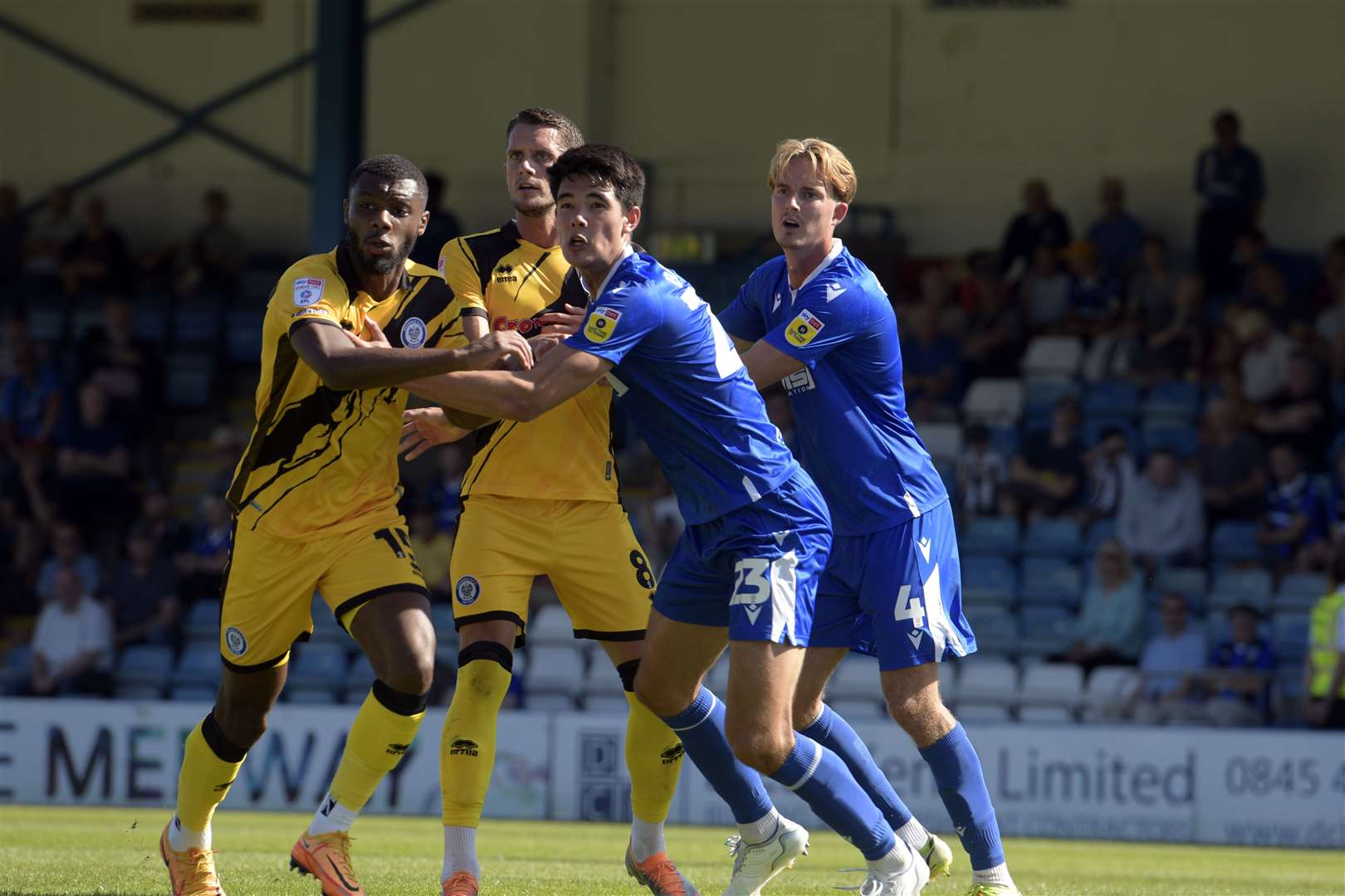 Elkan Baggott and Will Wright in defensive action for Gillingham Picture: Barry Goodwin