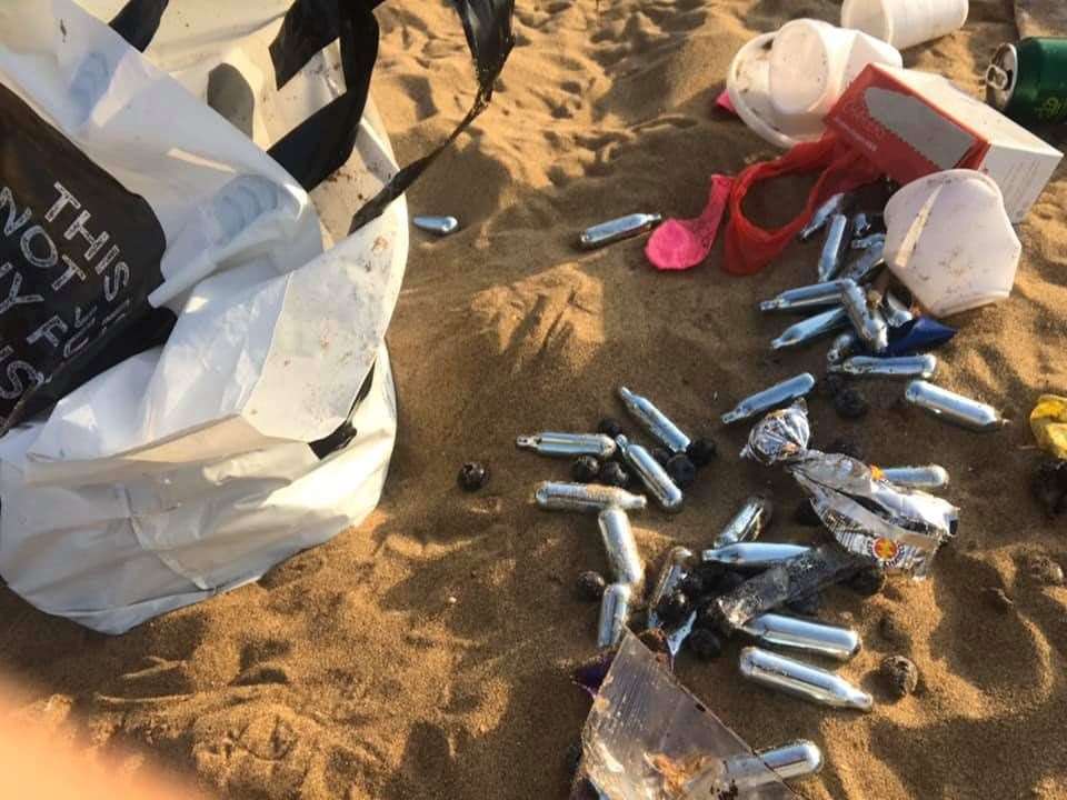 Hundreds of nitrous oxide canisters found on Botany Bay. Picture: Friends of Kingsgate and Botany Bay