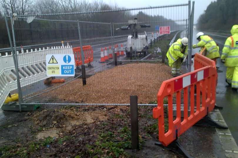 Workers filled the hole with 40 tonnes of pea shingle