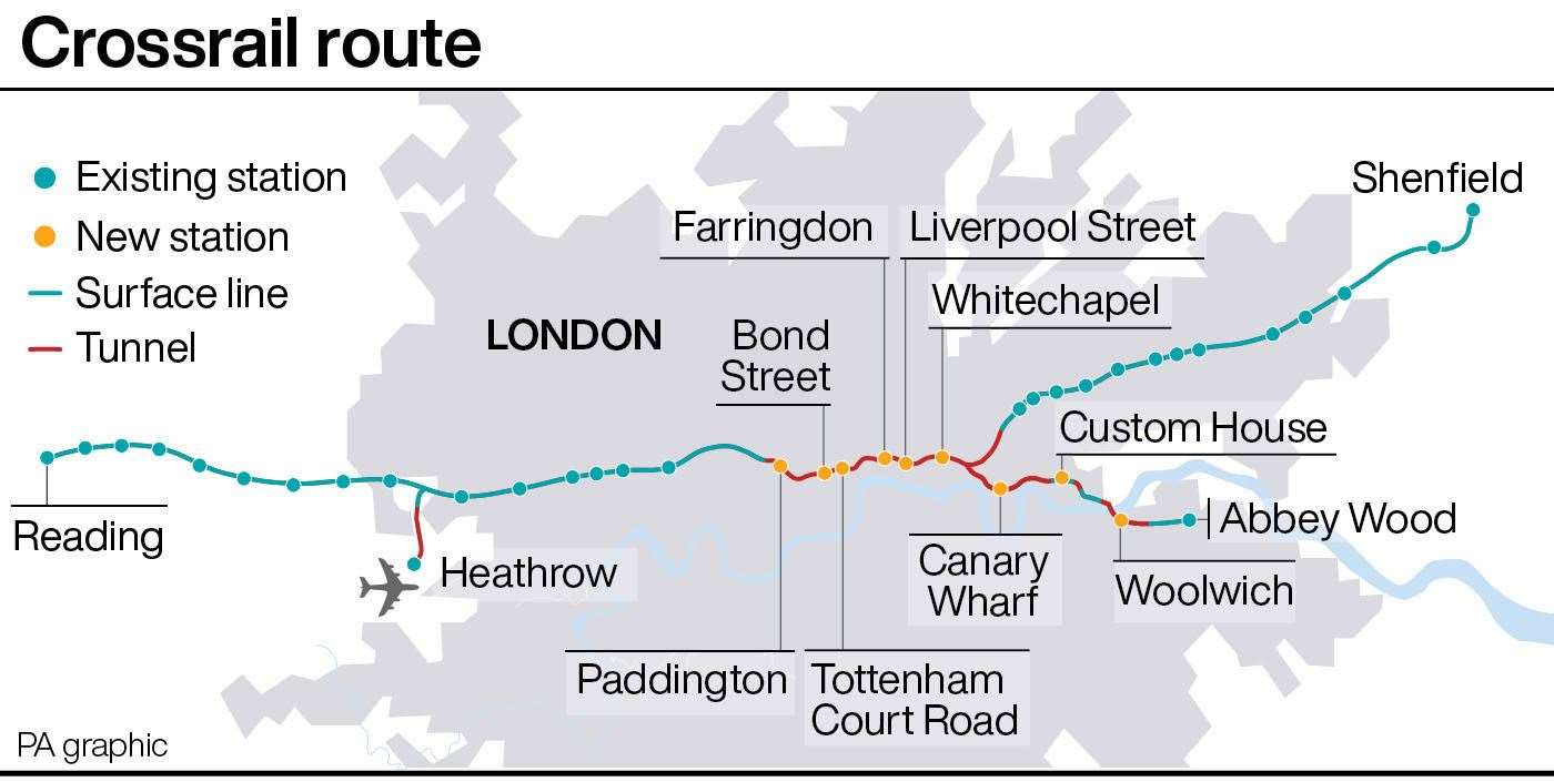 Crossrail route (PA Graphics)