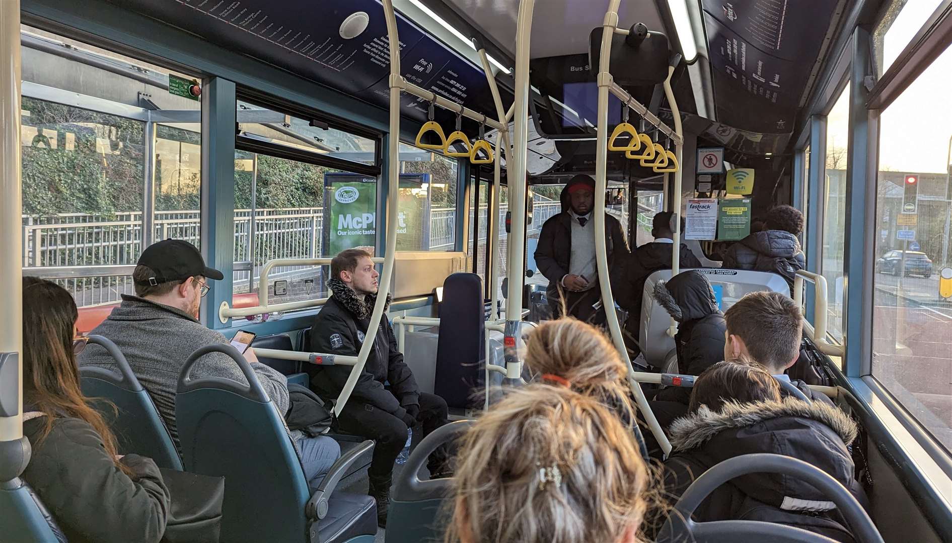 The Fastrack bus was busy during rush hour with students heading to school