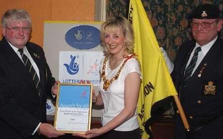 Staffordshire Regimental Association secretary John Spinks, the Mayor Jan Tranter and standard bearer Tony Appleyard. Picture: DANNY RHODES