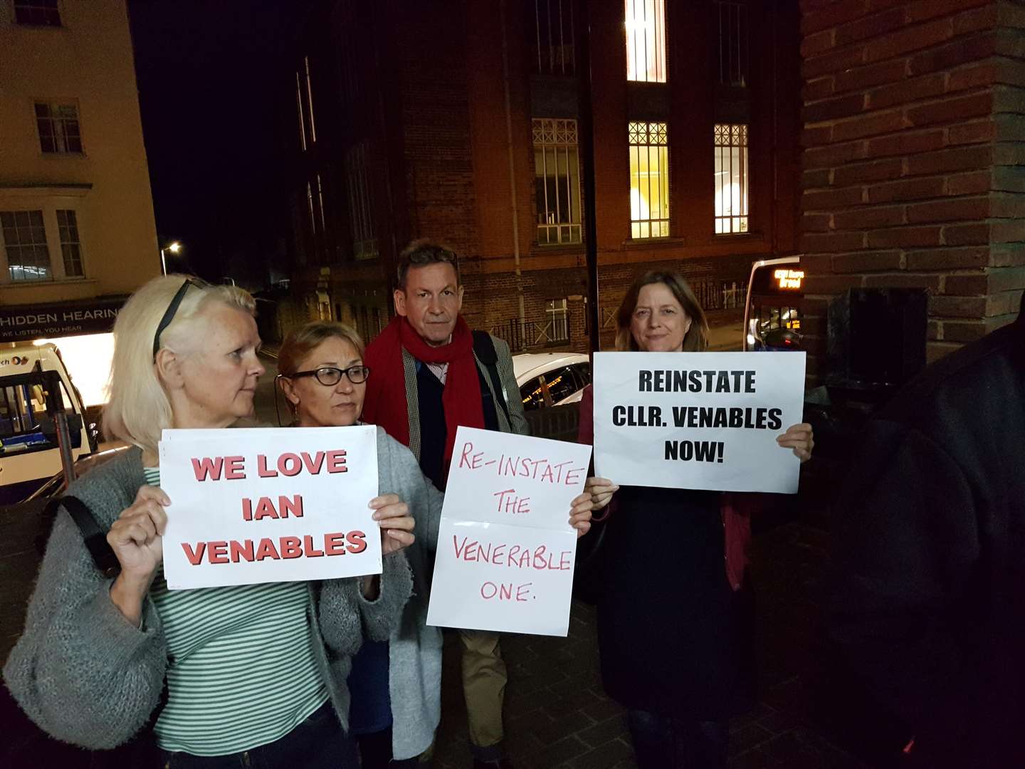 Protestors at Thanet District Council last night