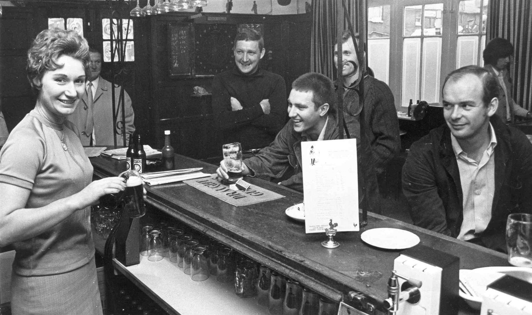 Inside one of the many public houses in Snodland in 1968