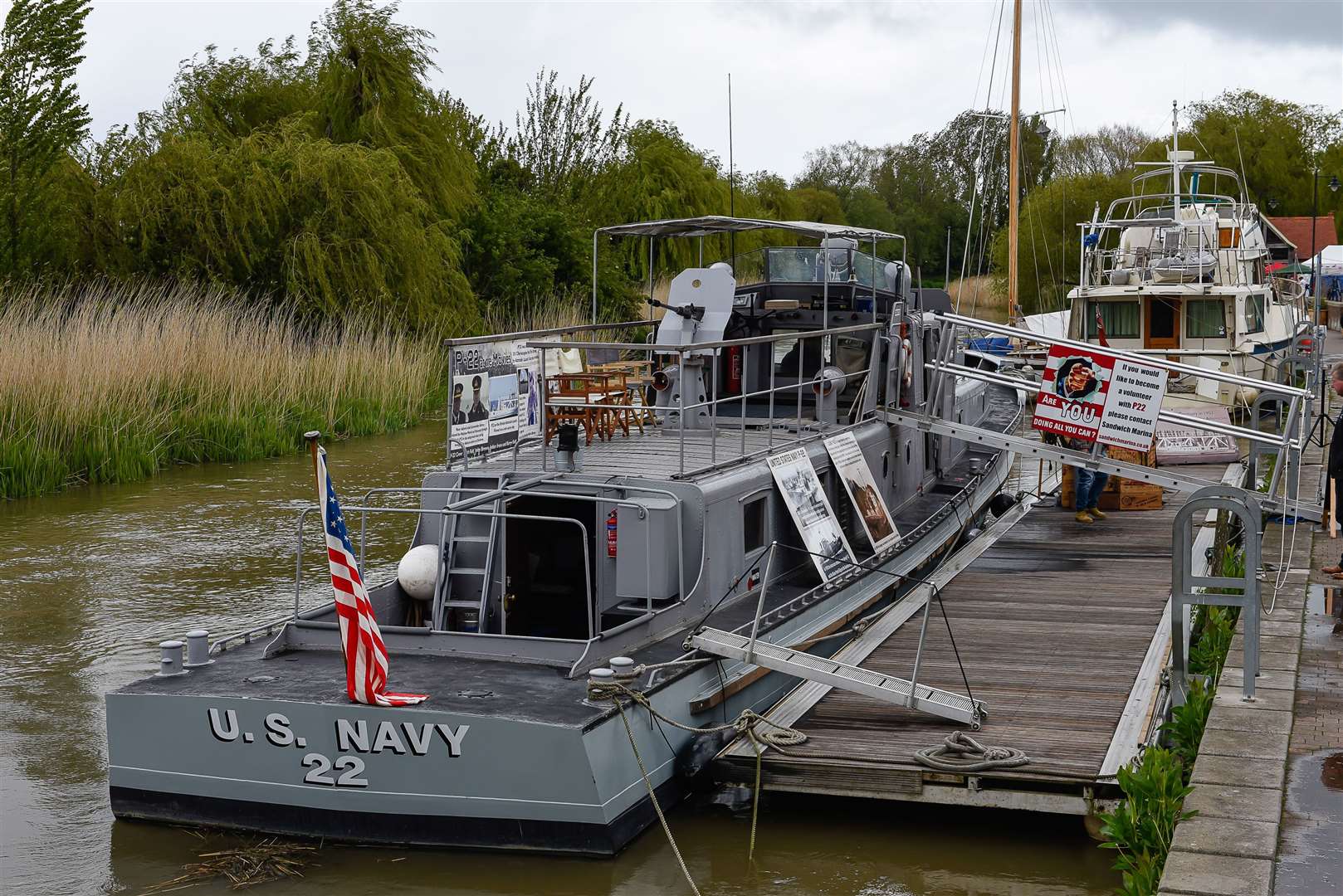 The P22 Gunboat on Sandwich Quay was used by the US Navy
