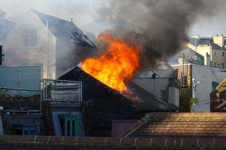 A huge blaze in Folkestone town centre. Picture: Sam Millen