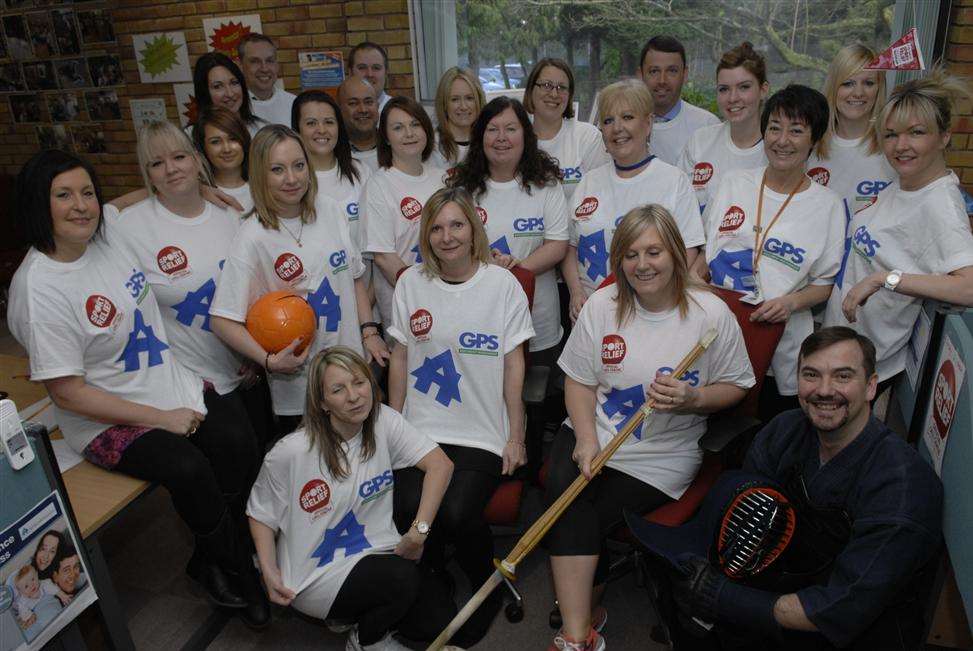 Response call centre staff at Kent Science Park in their Sport Relief T-shirts