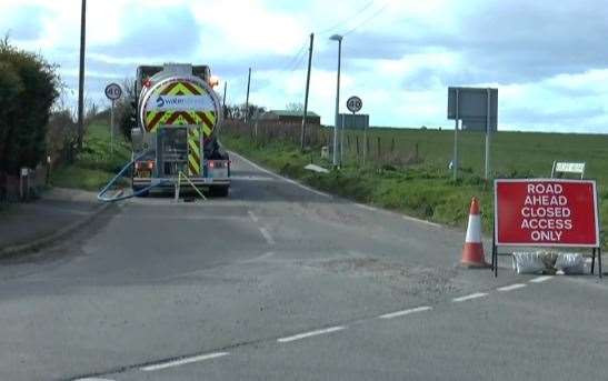 Ratcliffe Highway in Allhallows has been closed since last Thursday for road surface repairs after a pipe burst (7737165)