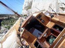 The boat beneath the cliffs near St Margaret'­s