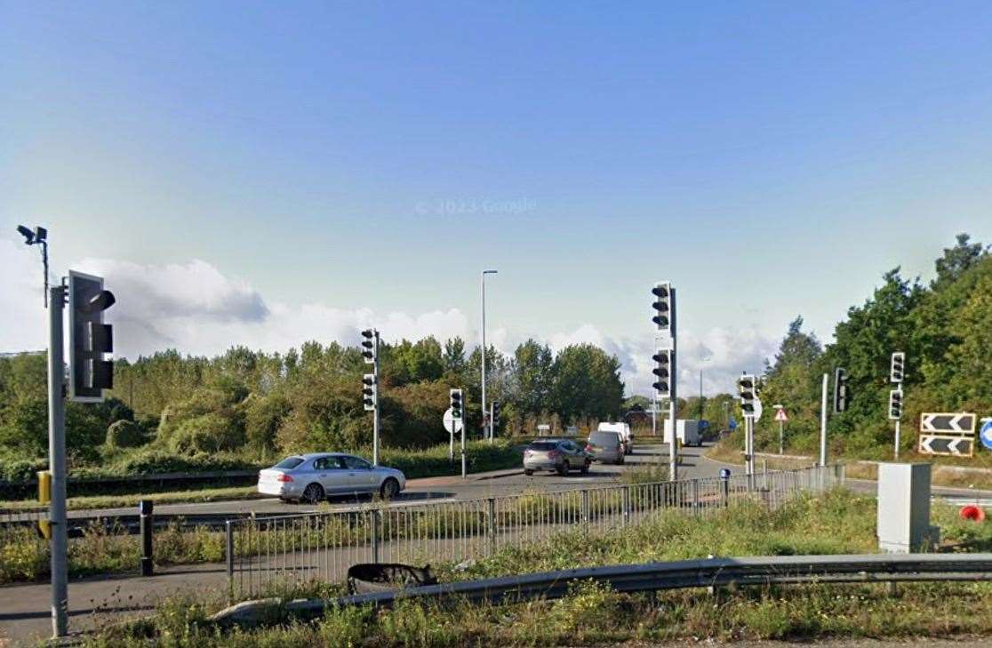 There are queues on the A2, Brenley Corner near Faversham after a crash. Picture: Google