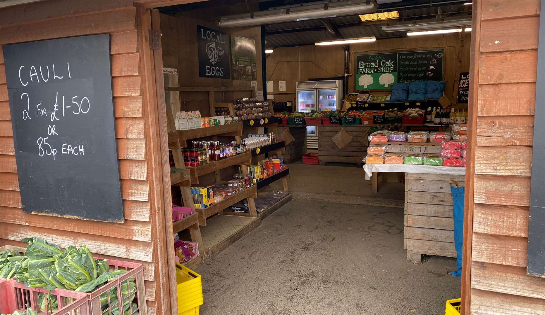 The fam shop sold locally grown vegetables, fruits, local eggs, jams and flowers