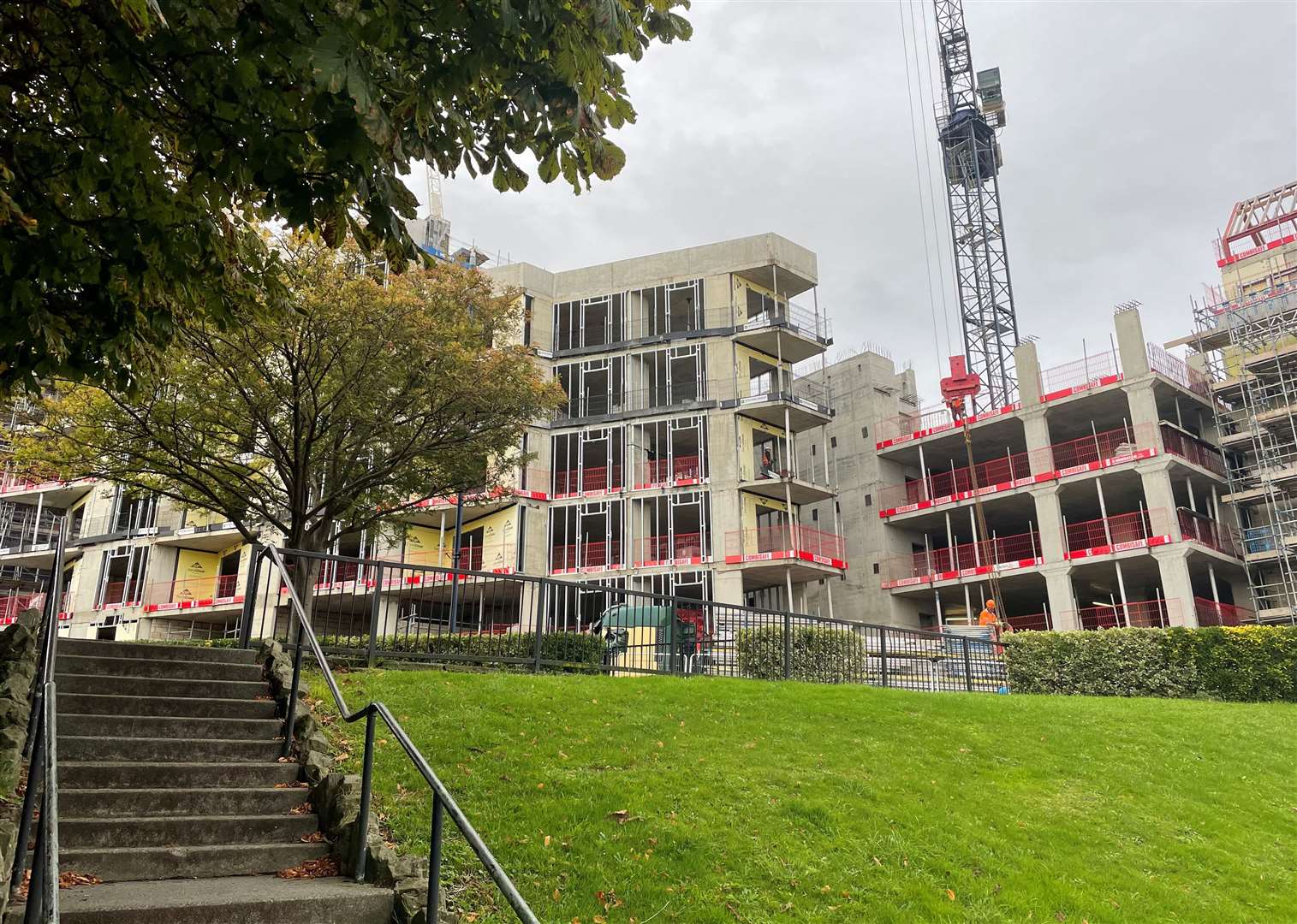 The Charter, pictured in the background, is a major residential development already underway in Gravesend town centre