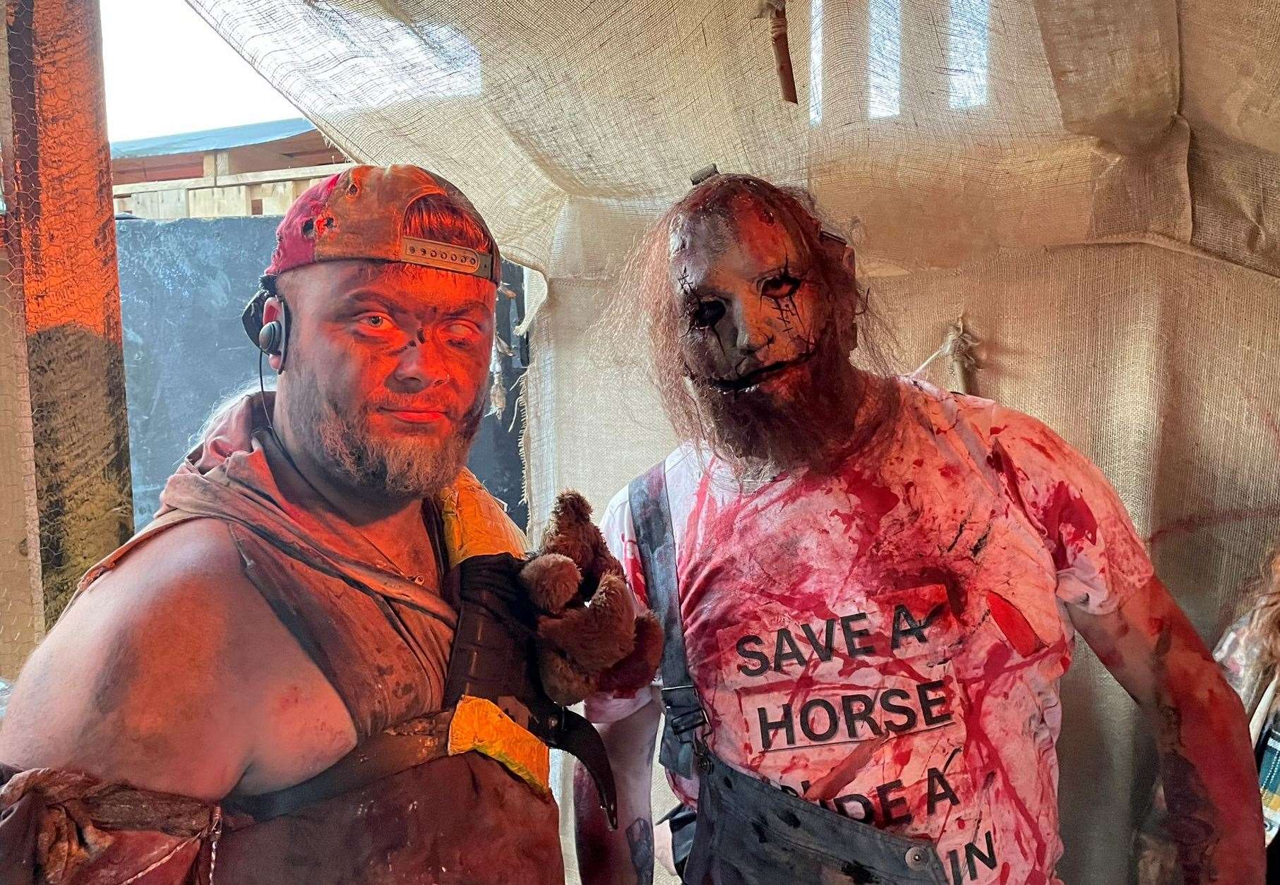 'Fluffy' and 'Pops' - two of the characters scaring people at Fort Amherst' Halloween Horrors