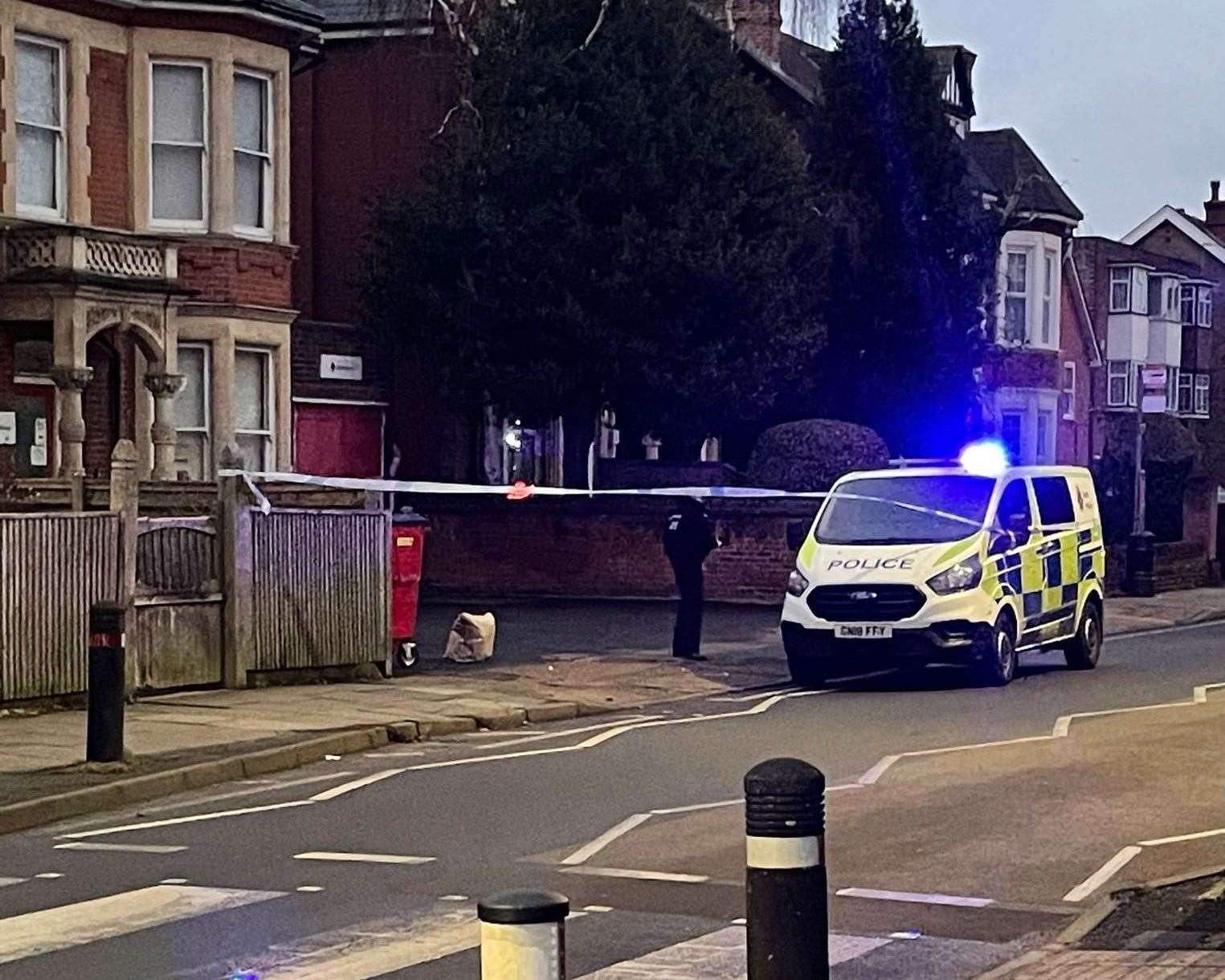 Police outside a house in Pelham Road, Gravesend