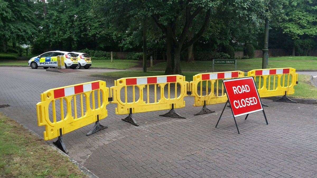 A police cordon has been set up after an wartime bomb was found in Kings Hill