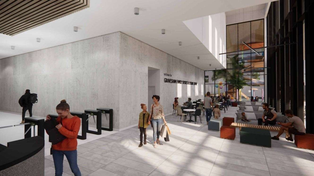 A lobby area and café is also included in the plans. Picture: Space & Place