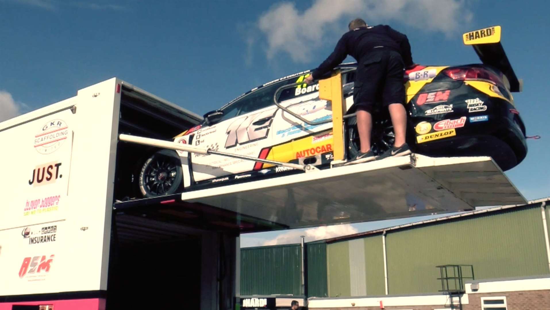 The cars are transported from the team HQ in Detling every race weekend