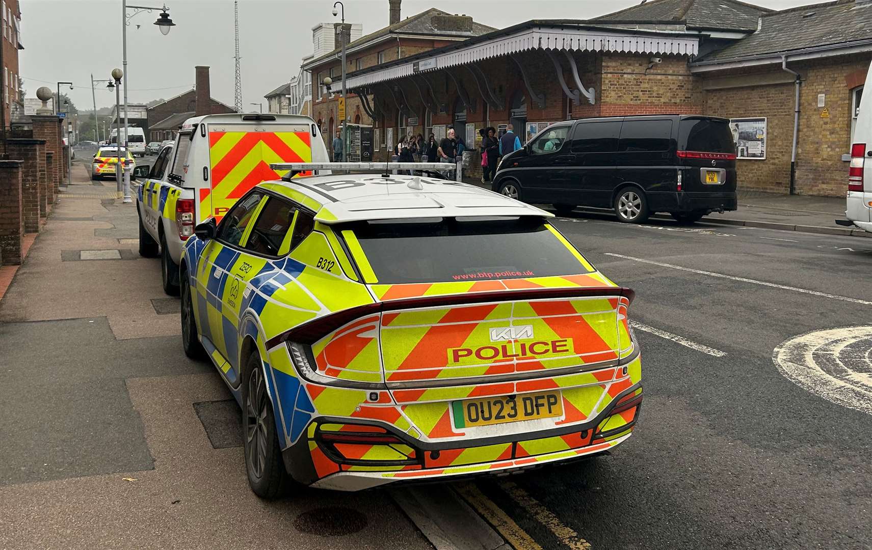 Police at the scene of a death on the tracks near Canterbury East railway station