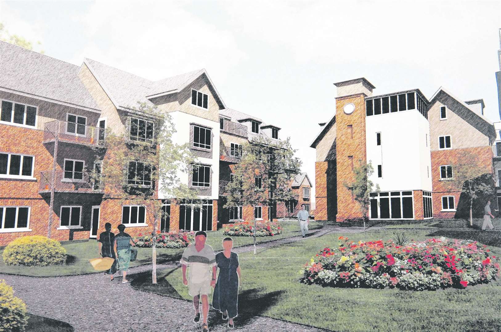 CGI of the buildings around the central courtyard area at the proposed Herne Bay Court development